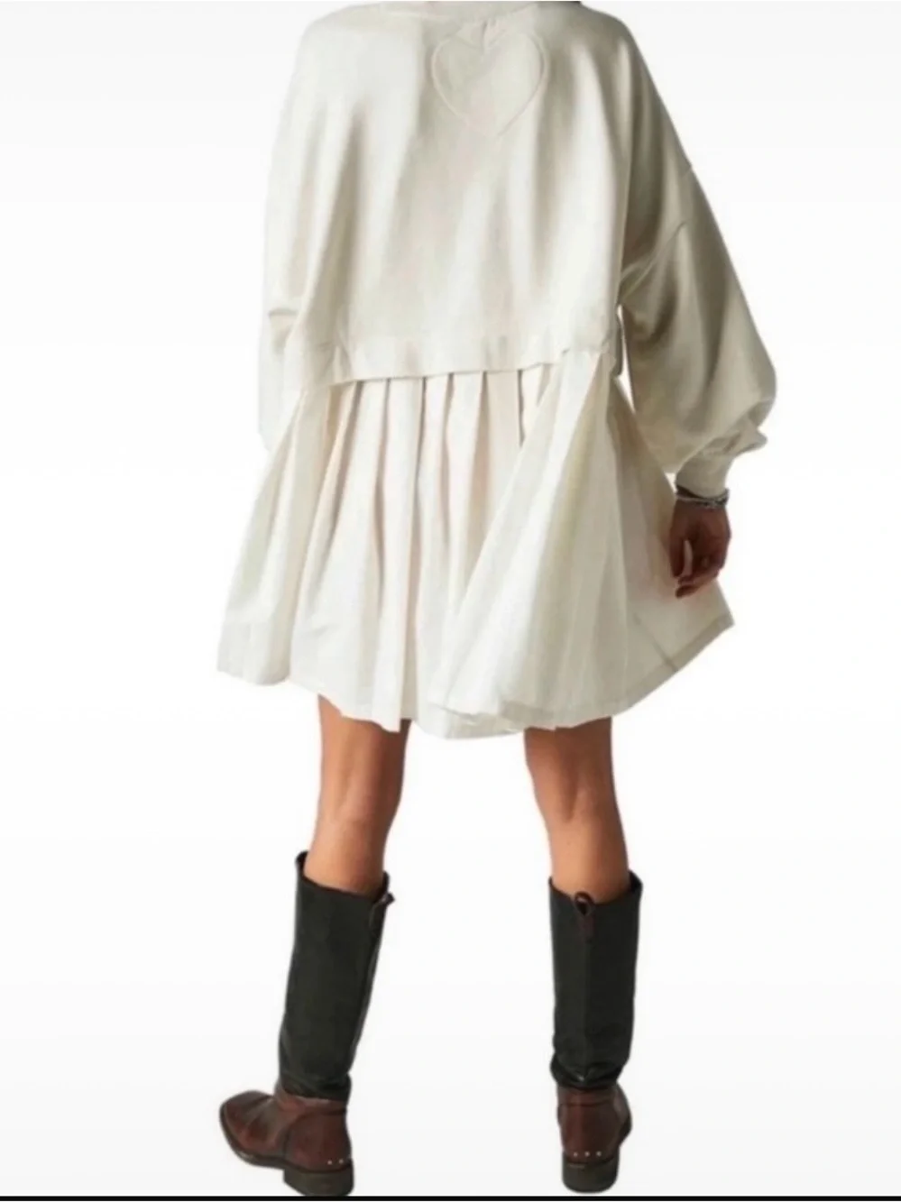 Free People Cream Pleated Tunic Dress
